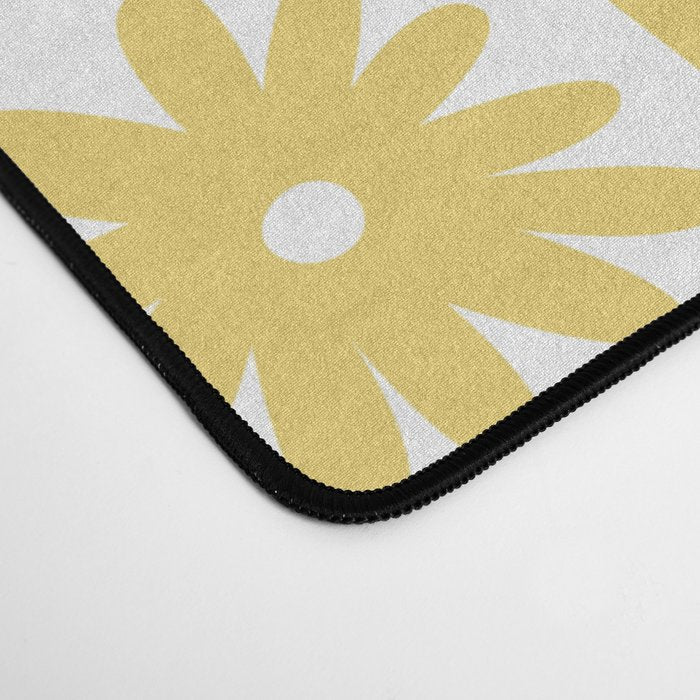 Yellow And White Checkered Flower Pattern Desk Mat Gallery Image 4