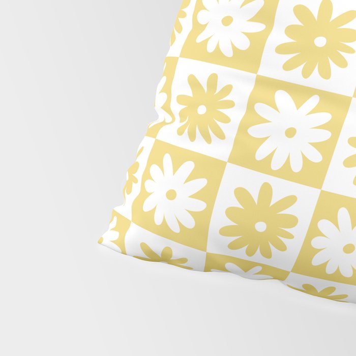 Yellow And White Checkered Flower Pattern Pillow Sham Gallery Image 4