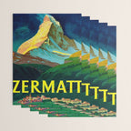 Zermatt Switzerland Vintage Mid Century Modern Travel Poster Wrapping Paper Gallery Image 3