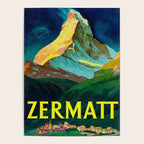 Zermatt Switzerland Vintage Mid Century Modern Travel Poster Poster Gallery Image 4