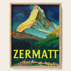 Zermatt Switzerland Vintage Mid Century Modern Travel Poster Serving Tray Gallery Image 1