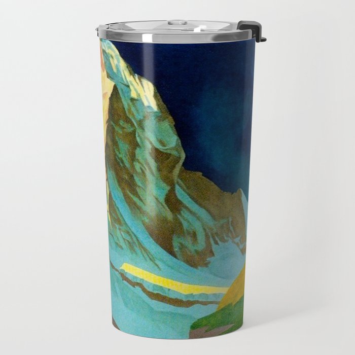 Zermatt Switzerland Vintage Mid Century Modern Travel Poster Travel Mug Gallery Image 2