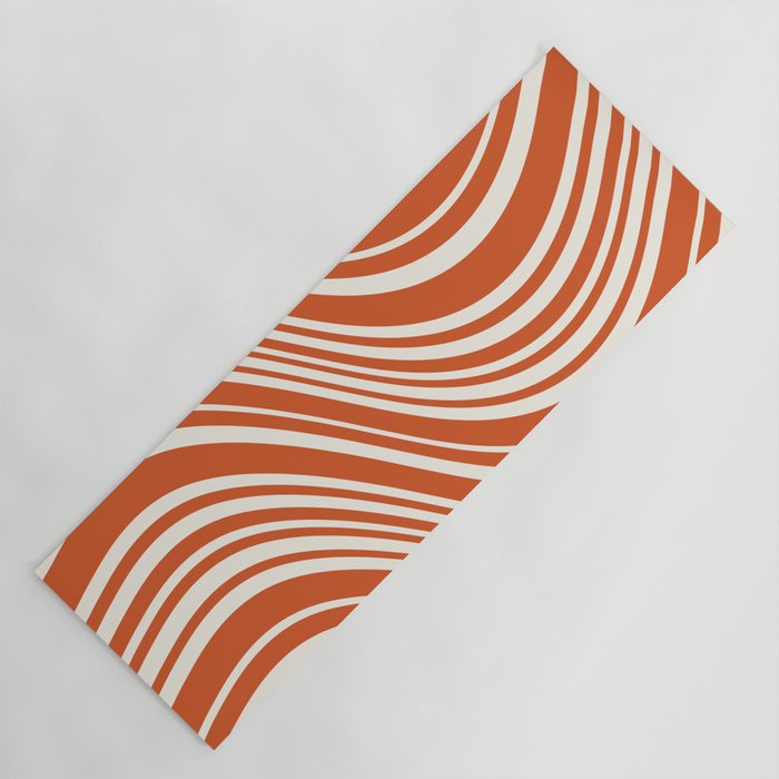Wavy Stripes XLVIII - Bright Retro Red Yoga Mat Gallery Image 1