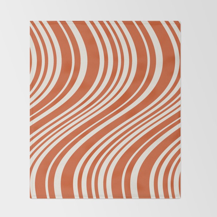 Wavy Stripes XLVIII - Bright Retro Red Throw Blanket Gallery Image 2