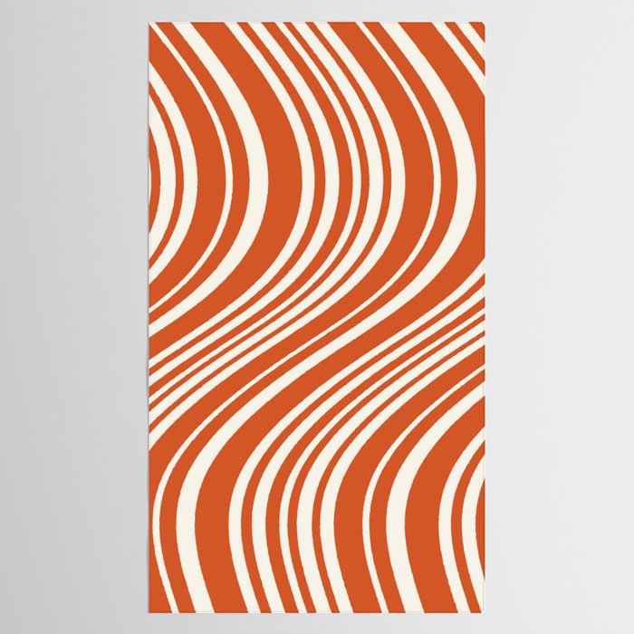 Wavy Stripes XLVIII - Bright Retro Red Tablecloth Gallery Image 2