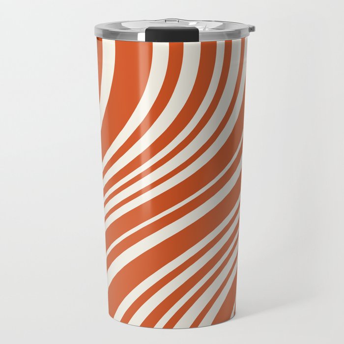 Wavy Stripes XLVIII - Bright Retro Red Travel Mug Gallery Image 1