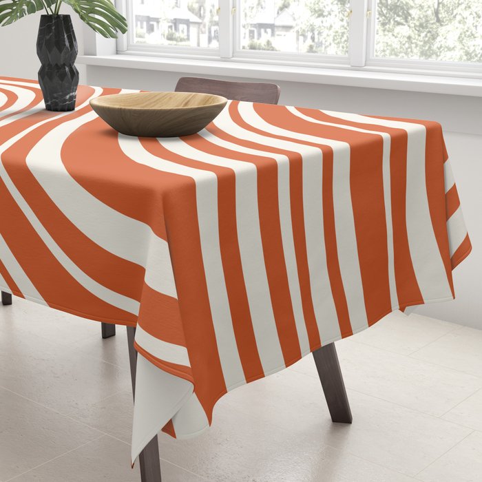 Wavy Stripes XLVIII - Bright Retro Red Tablecloth Gallery Image 3