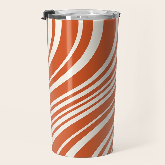 Wavy Stripes XLVIII - Bright Retro Red Travel Mug Gallery Image 3
