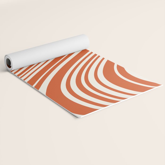 Wavy Stripes XLVIII - Bright Retro Red Yoga Mat Gallery Image 2