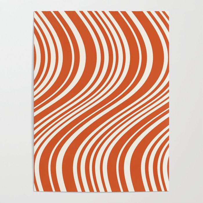 Wavy Stripes XLVIII - Bright Retro Red Poster Gallery Image 4