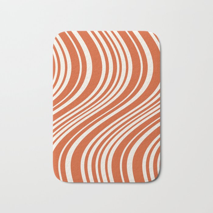 Wavy Stripes XLVIII - Bright Retro Red Bath Mat Gallery Image 1