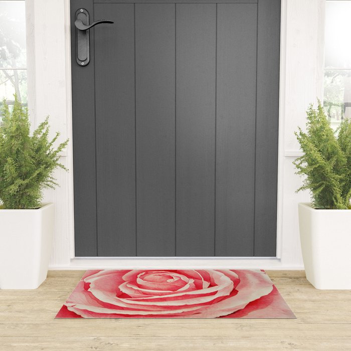 Close up pink rose Welcome Mat Gallery Image 3