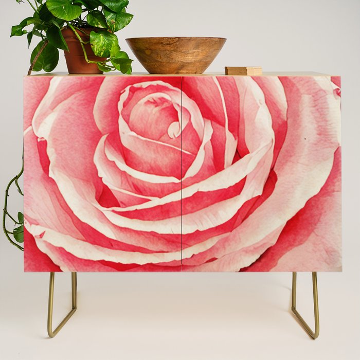 Close up pink rose Credenza Gallery Image 1