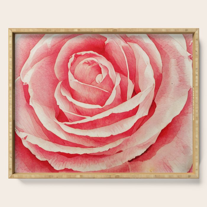 Close up pink rose Serving Tray Gallery Image 1