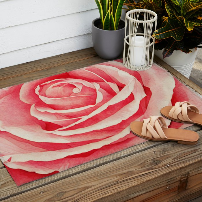 Close up pink rose Outdoor Rug Gallery Image 2
