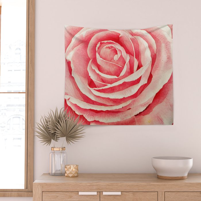 Close up pink rose Wall Tapestry Gallery Image 2