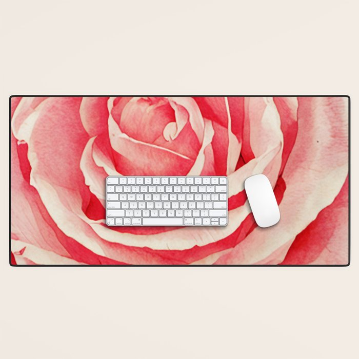 Close up pink rose Desk Mat Gallery Image 1