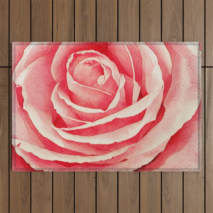Close up pink rose Outdoor Rug Gallery Image 1