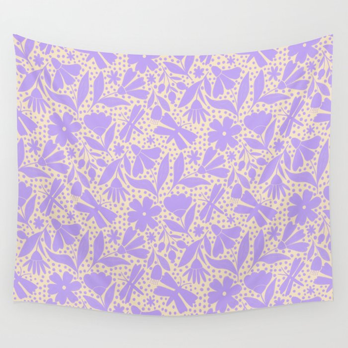 Very-Peri Floral  Wall Tapestry Gallery Image 4