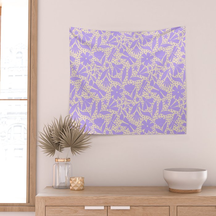 Very-Peri Floral  Wall Tapestry Gallery Image 2