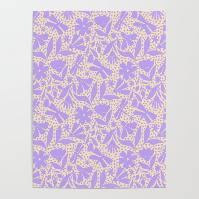 Very-Peri Floral  Poster Gallery Image 1