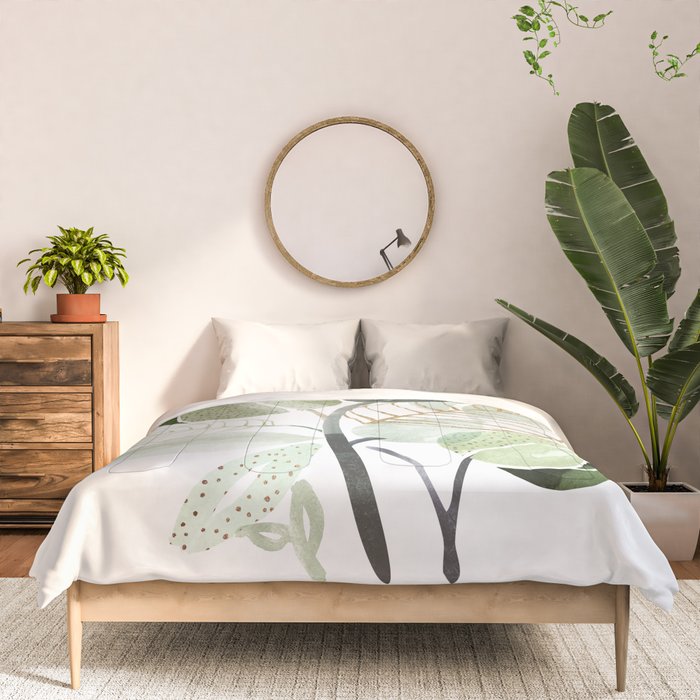 Forest Bouquet - Green Leaves Watercolor Comforter Gallery Image 3