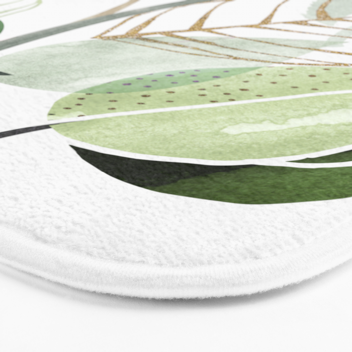 Forest Bouquet - Green Leaves Watercolor Bath Mat Gallery Image 3