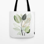 Forest Bouquet - Green Leaves Watercolor Tote Bag Gallery Image 1
