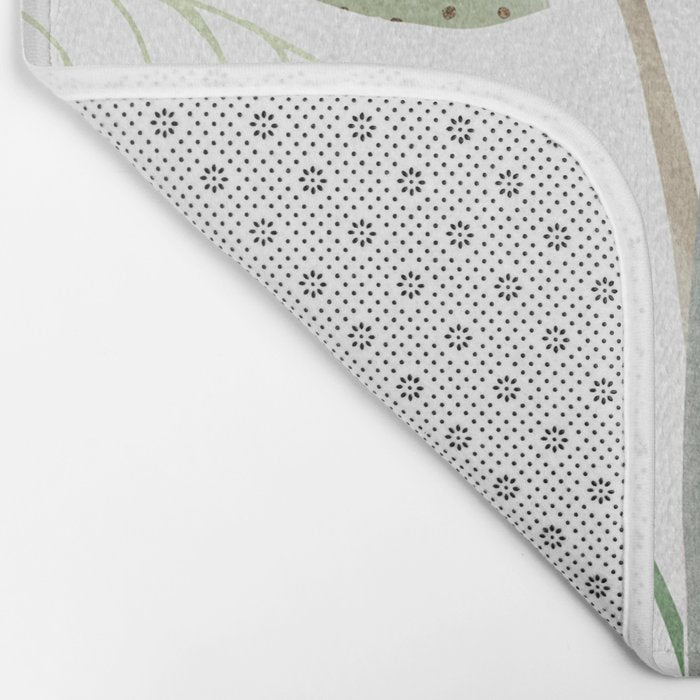 Forest Bouquet - Green Leaves Watercolor Bath Mat Gallery Image 2