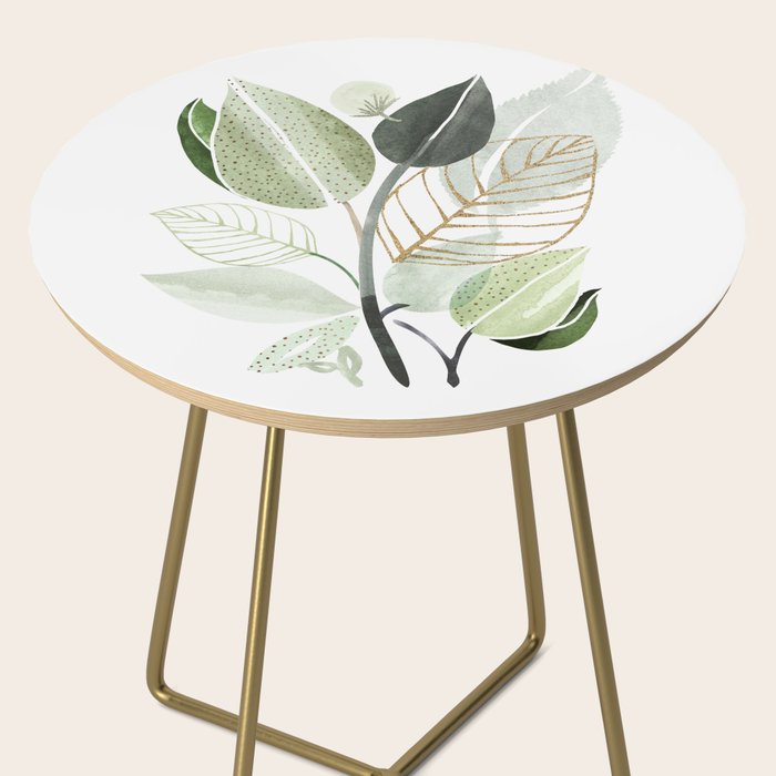 Forest Bouquet - Green Leaves Watercolor Side Table Gallery Image 2