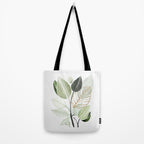 Forest Bouquet - Green Leaves Watercolor Tote Bag Gallery Image 2