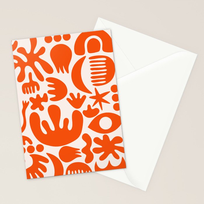 Matisse Inspired Cutouts - Abstract Painting Art Print - Red Stationery Card Gallery Image 2