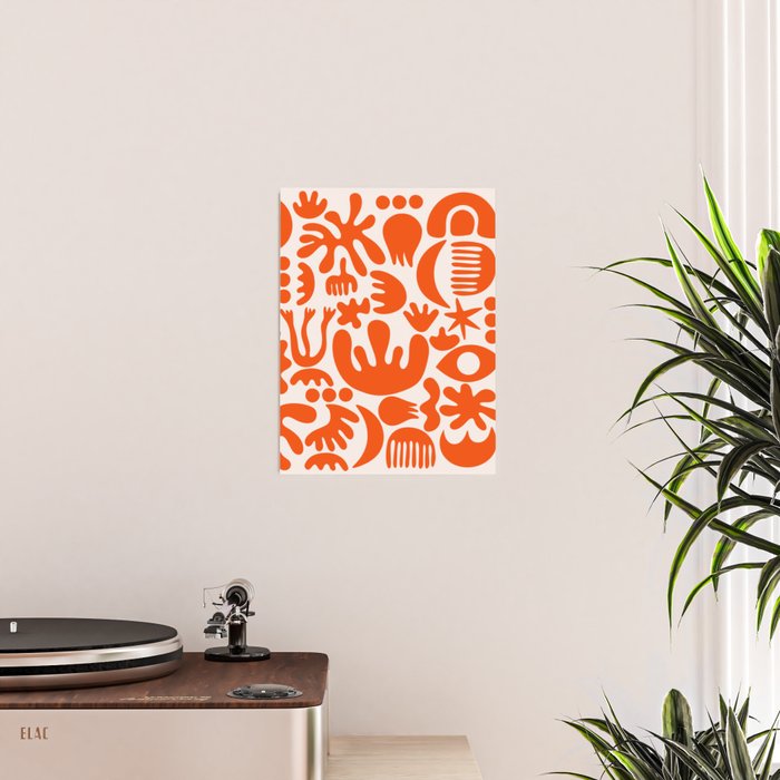 Matisse Inspired Cutouts - Abstract Painting Art Print - Red Poster Gallery Image 2