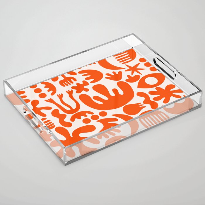 Matisse Inspired Cutouts - Abstract Painting Art Print - Red Acrylic Tray Gallery Image 1