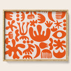 Matisse Inspired Cutouts - Abstract Painting Art Print - Red Serving Tray Gallery Image 1