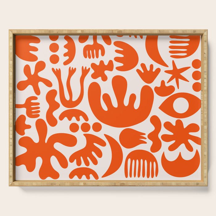 Matisse Inspired Cutouts - Abstract Painting Art Print - Red Serving Tray Gallery Image 1