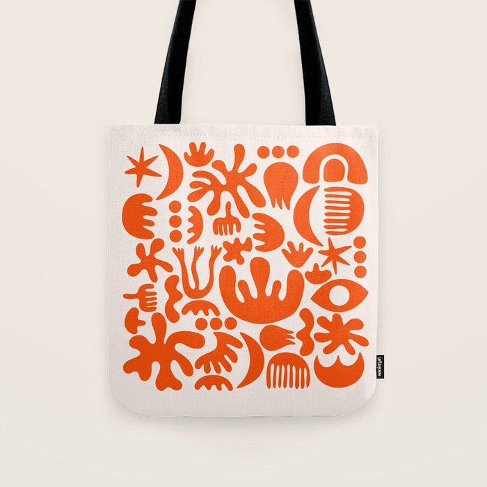 Matisse Inspired Cutouts - Abstract Painting Art Print - Red Tote Bag Gallery Image 1