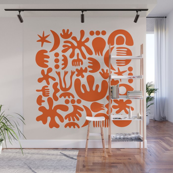 Matisse Inspired Cutouts - Abstract Painting Art Print - Red Wall Mural Gallery Image 1