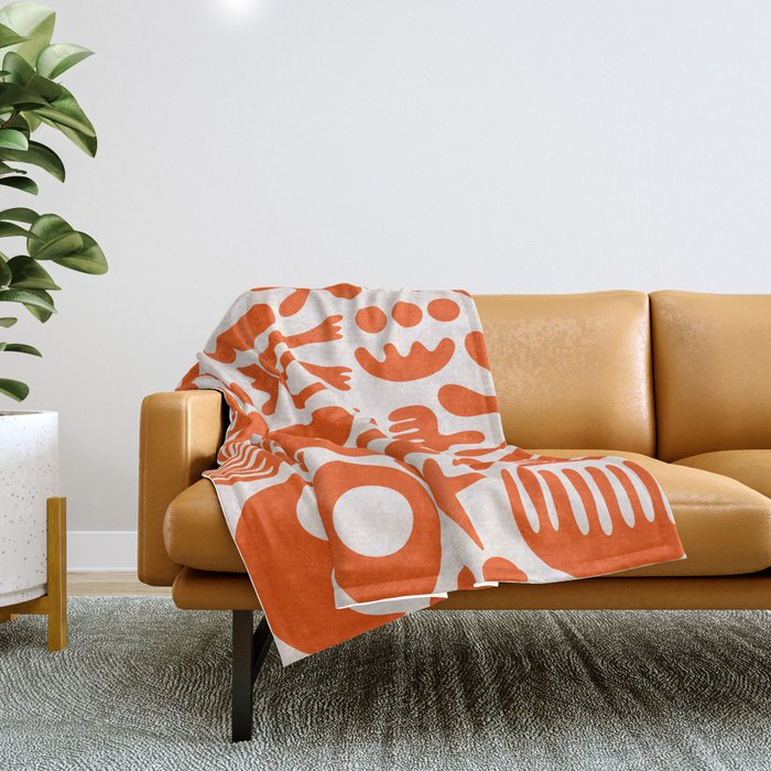 Matisse Inspired Cutouts - Abstract Painting Art Print - Red Throw Blanket Gallery Image 1