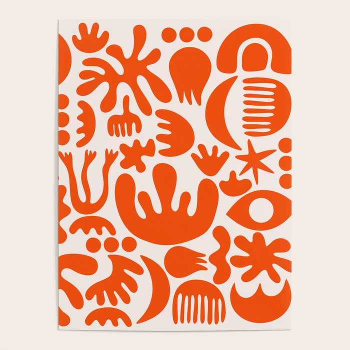 Matisse Inspired Cutouts - Abstract Painting Art Print - Red Poster Gallery Image 4