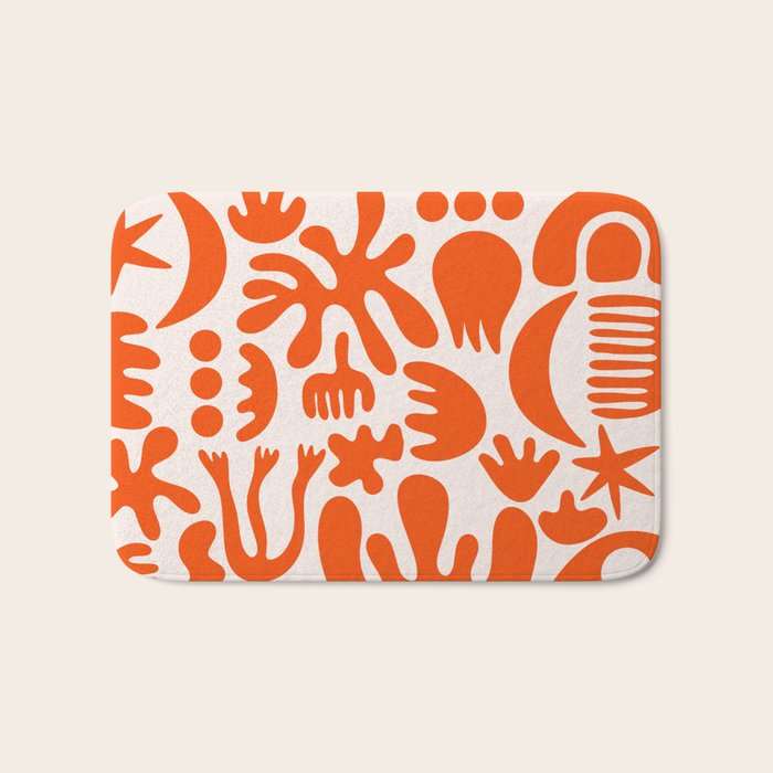 Matisse Inspired Cutouts - Abstract Painting Art Print - Red Bath Mat Gallery Image 1
