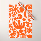 Matisse Inspired Cutouts - Abstract Painting Art Print - Red Wrapping Paper Gallery Image 1