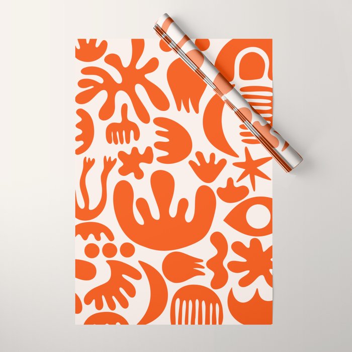 Matisse Inspired Cutouts - Abstract Painting Art Print - Red Wrapping Paper Gallery Image 1