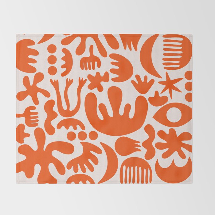 Matisse Inspired Cutouts - Abstract Painting Art Print - Red Throw Blanket Gallery Image 2