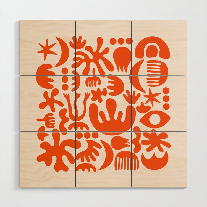 Matisse Inspired Cutouts - Abstract Painting Art Print - Red Wood Wall Art Gallery Image 1
