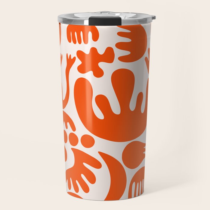Matisse Inspired Cutouts - Abstract Painting Art Print - Red Travel Mug Gallery Image 1