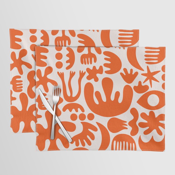 Matisse Inspired Cutouts - Abstract Painting Art Print - Red Placemat Gallery Image 1
