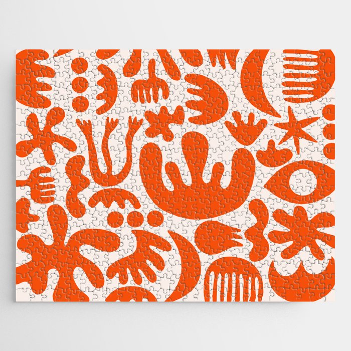 Matisse Inspired Cutouts - Abstract Painting Art Print - Red Jigsaw Puzzle Gallery Image 1