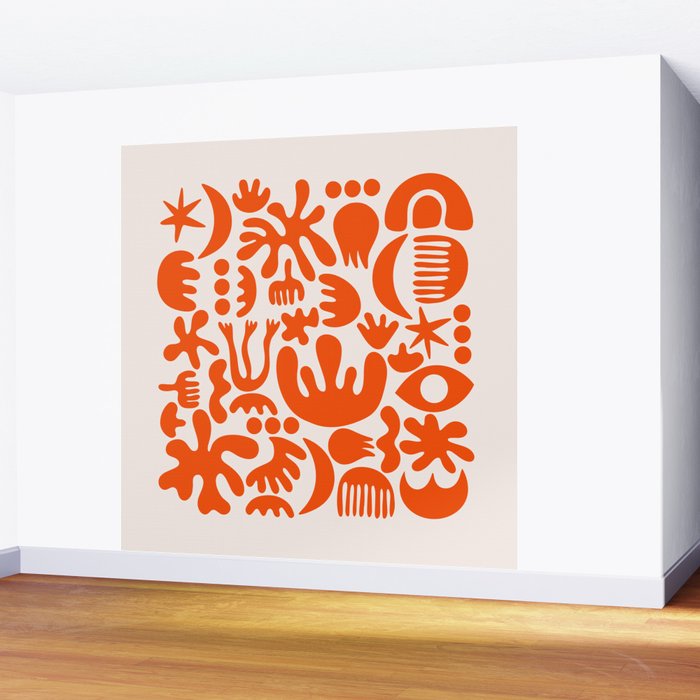 Matisse Inspired Cutouts - Abstract Painting Art Print - Red Wall Mural Gallery Image 2