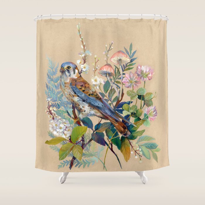 Floral Falcon Garden Shower Curtain Gallery Image 1